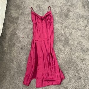 Princess Polly hot pink slit dress with droop top